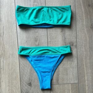 ElleJay Green and Blue Bikini Set